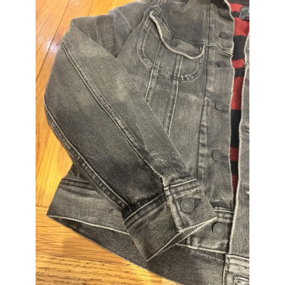Polo Ralph Lauren Black Denim Trucker Jacket Womens S Buffalo Plaid Lined - Picture 7 of 12